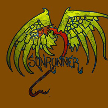 A drawing of a dragon with wings and tail.